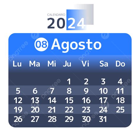 August Calendar In Spanish