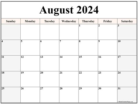 August Printable Calendar 2022 Free