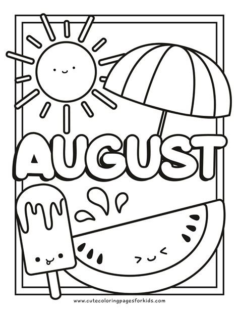 August Printable Coloring Pages