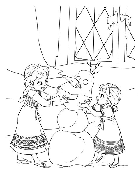 Elsa and Anna as children new Frozen coloring page Disney princess
