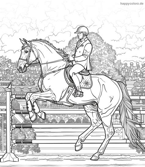 Ausmalbilder Pferde Mit Reiterin Springend