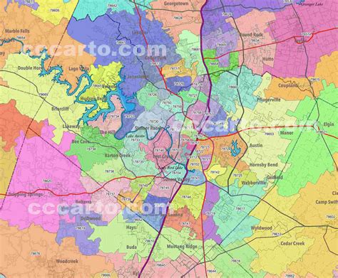 Greater Austin Zip Code Map