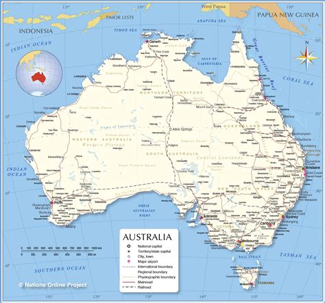 Large detailed map of Australia with cities and towns