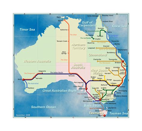 Australian Rail Map Map, Australia map, Rail transport