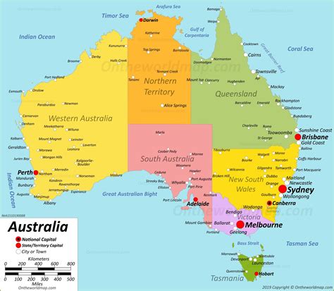 Mapa de Australia con nombres de estados y ciudades [PDF] (2022)