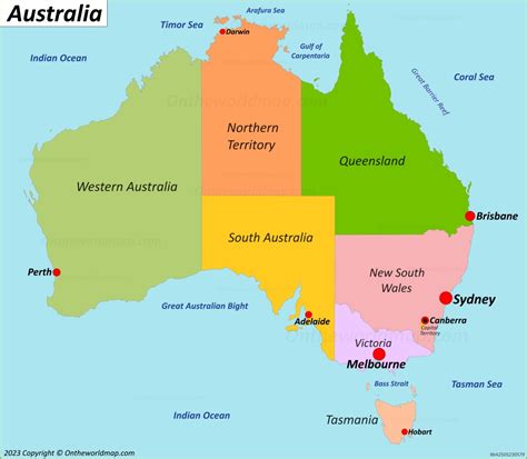 Australian States And Territories Map Printable Map