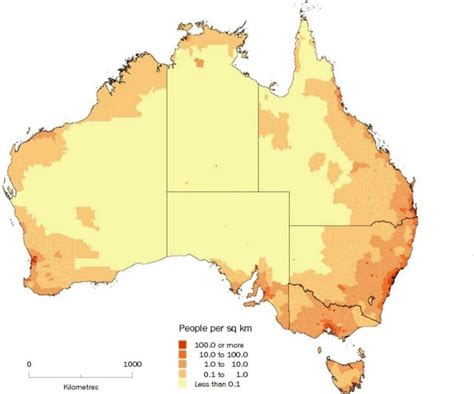 Population Density map of Australia. MapPorn