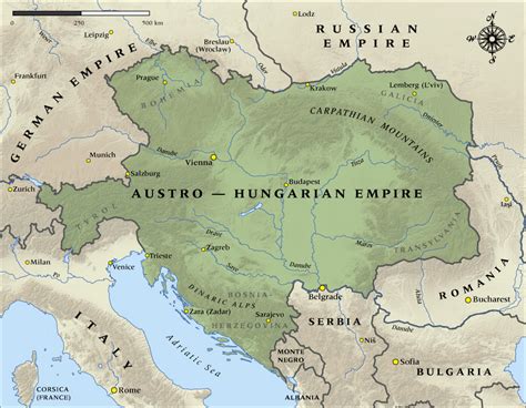 Austria-Hungary Map 1914