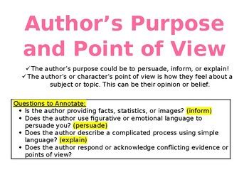 Insight into the Mind of an Author: Defining Point of View