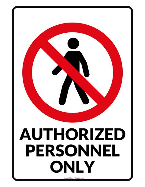 Authorized Personnel Only Printable