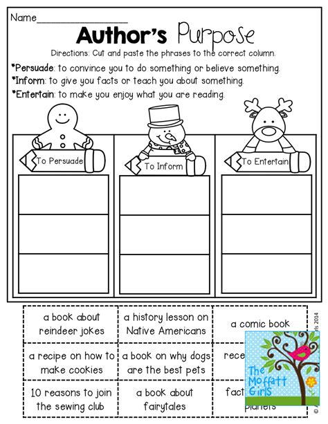 Authors Purpose Worksheet 4th Grade