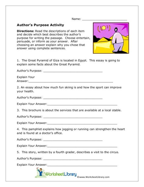 Authors Purpose Worksheets 3rd Grade
