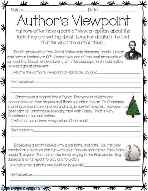 Authors Viewpoint Worksheet