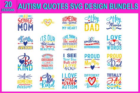 Download Autism Quotes Bundle Files Free PSD Mockups