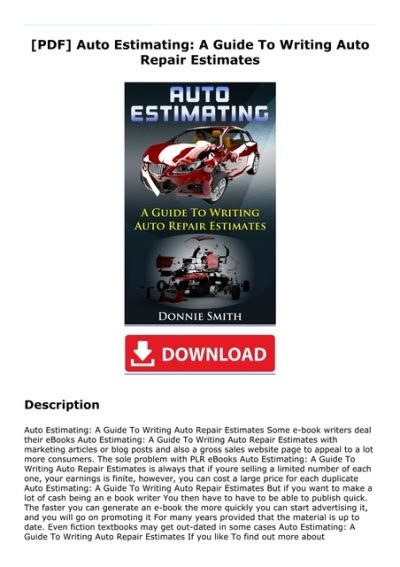Auto Estimating: A Guide To Writing Auto Repair Estimates
