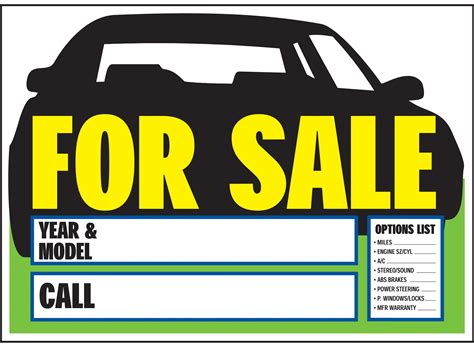 Auto For Sale Sign Printable