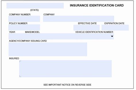 Auto Insurance Id Card Template