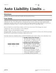 Auto Liability Limits Worksheet