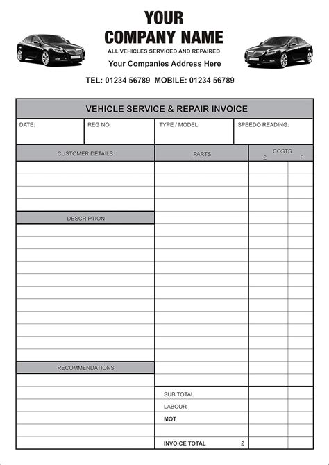 Auto Repair Invoice For Garage Repair Invoice Template - Best Template