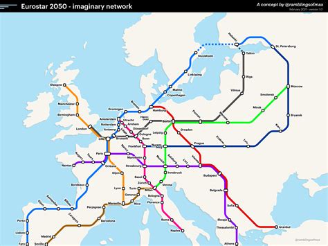 HighSpeed Rail Map of Europe and its designated speeds [1280 × 960