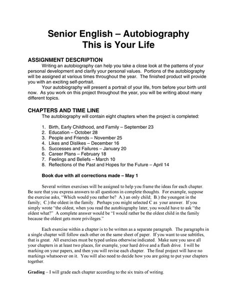 12+ Sample Autobiography Of A College Student DocTemplates