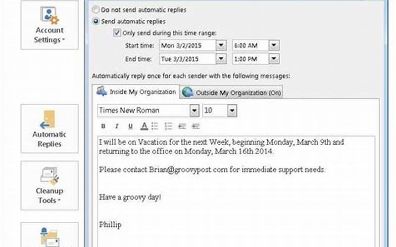 Automatic Replies Outlook
