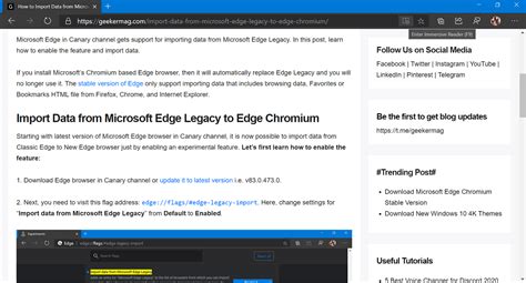Automatically Open Webpage in Immersive Reader in Edge