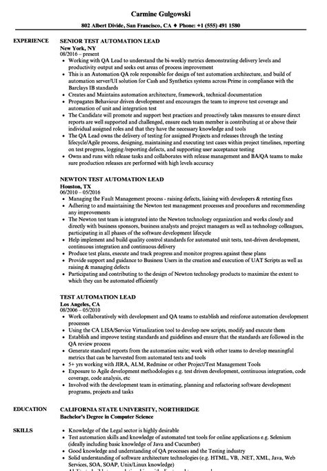 Automation Test Lead Resume