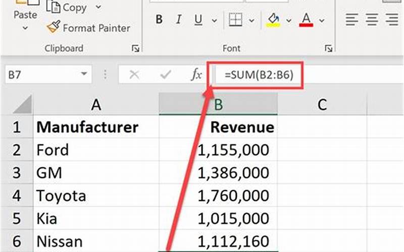Autosum Function In Excel