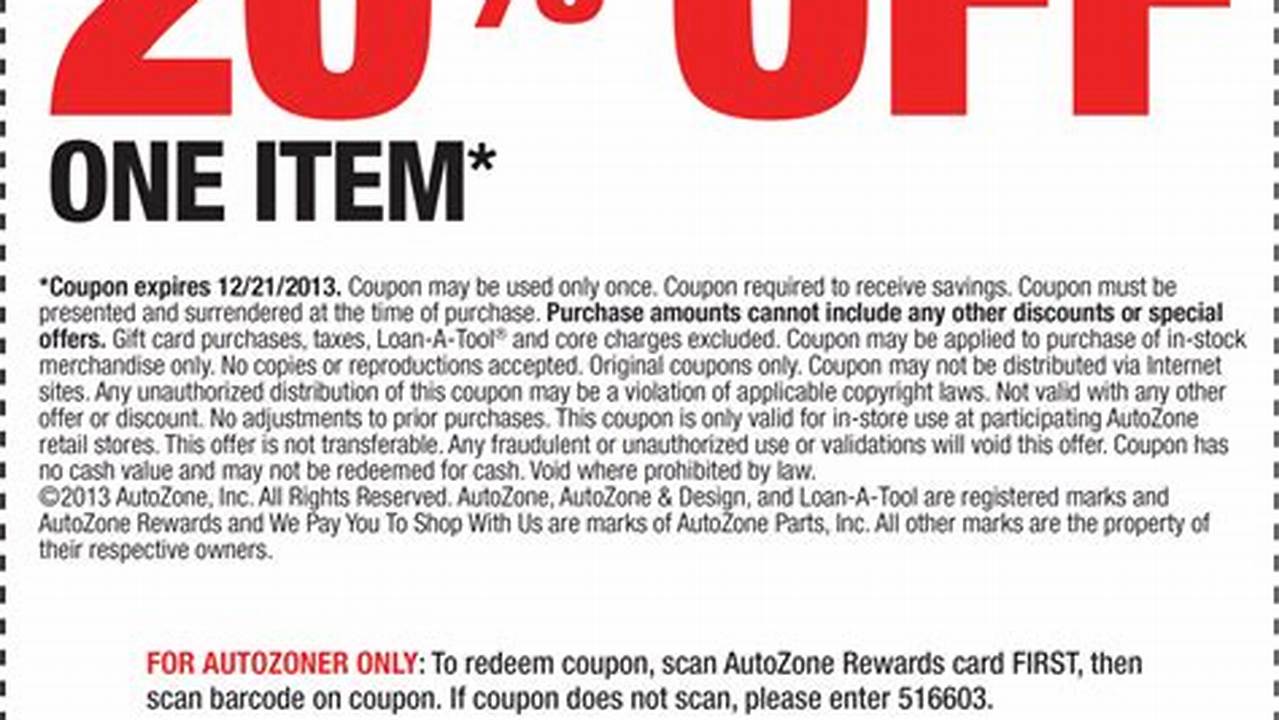 Autozone In Store Coupons 2024 Printable