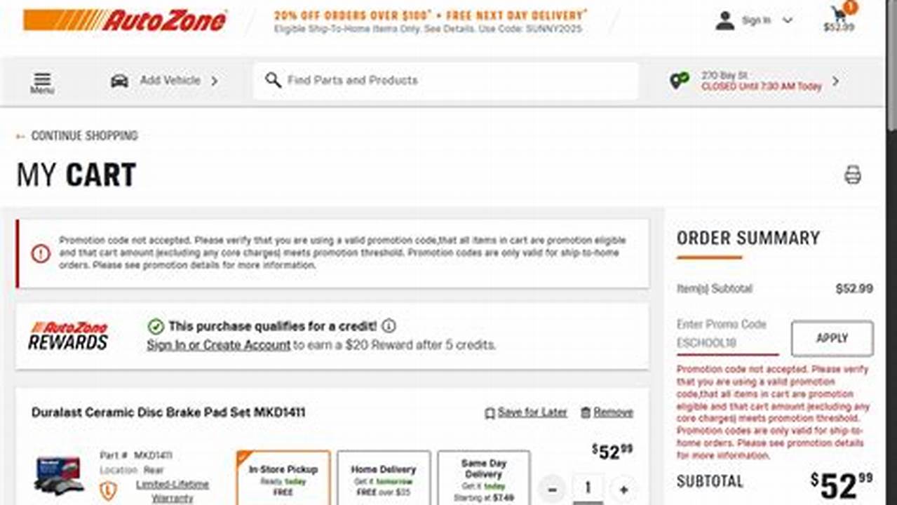 Autozone Promo Code October 2024 Tacoma