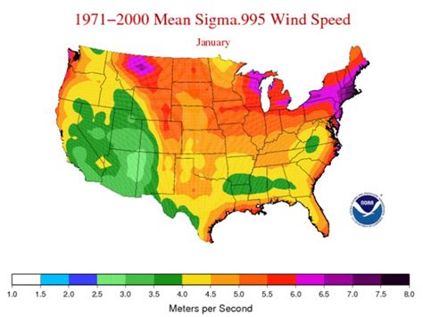 United States Land Based and Offshore Annual Average Wind Speed at