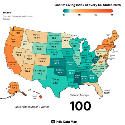 Cost Of Living By State Map 2017 Map