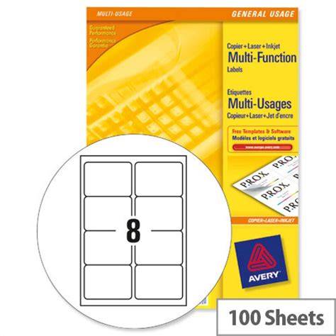Avery 3427 Multi-Function Labels 8 per Sheet White 800 Labels