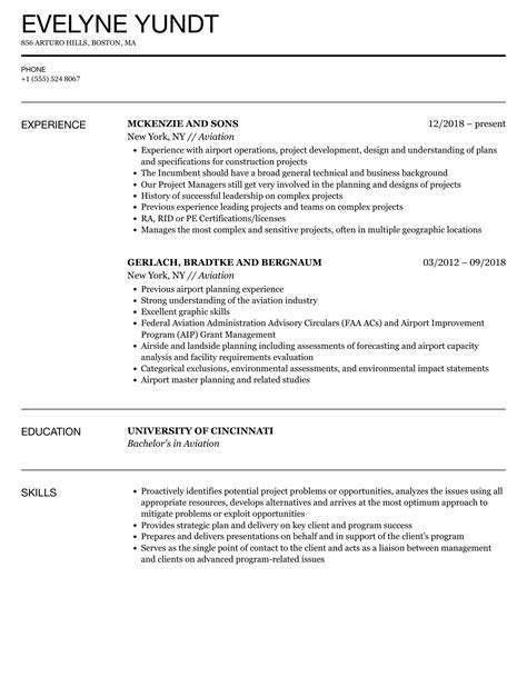 Aviation Resume Sample