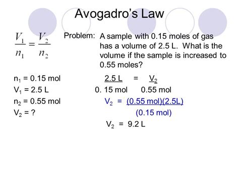 Avogadros Law Worksheet