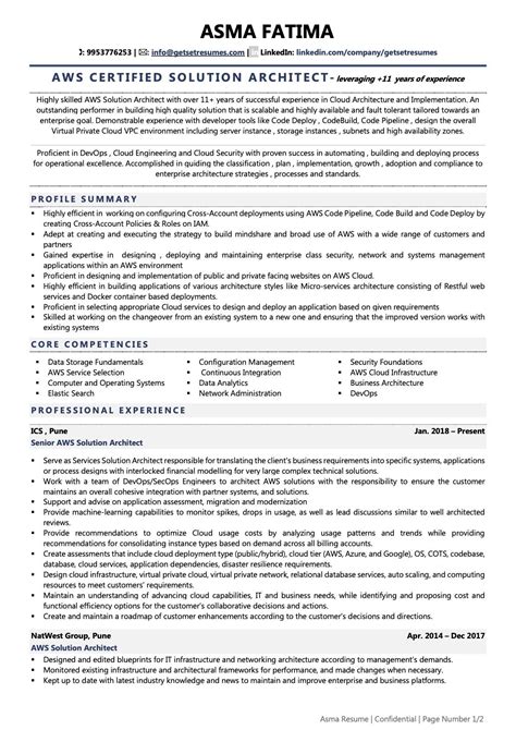 Aws Solution Architect Resume Sample