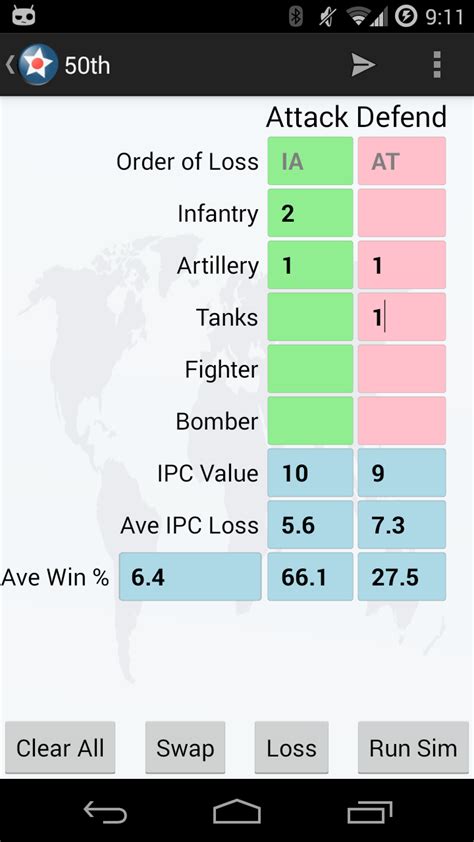 Axis and Allies Calculator