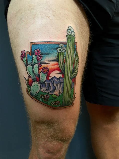 Arizona flag Tattoo of arizona flag with phoenix bird on