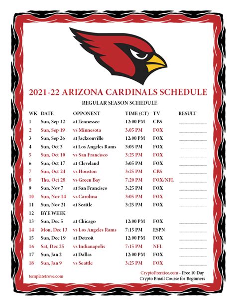 Az Cardinals Schedule 2022 Printable