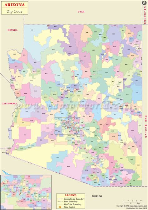 Arizona Zip Code Map, Arizona Postal Code Maps Maker Map, Zip code
