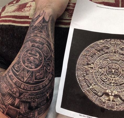 Aztec Calendar Tattoo Hand