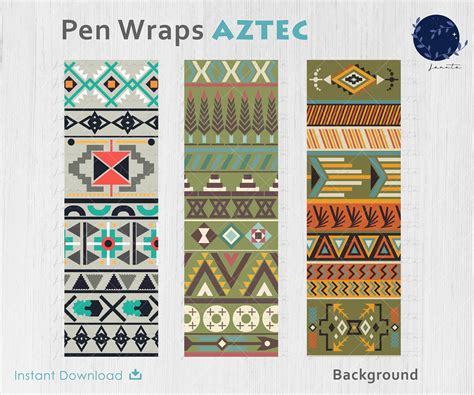 Download Aztec Pen Wraps PNG File Set Cricut SVG DXF Files
