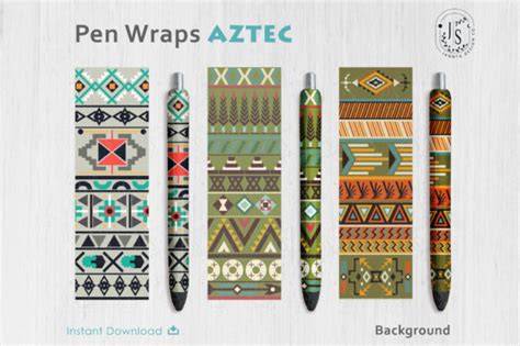 Download Aztec Pen Wraps PNG File Set Silhouette Free PSD Mockups
