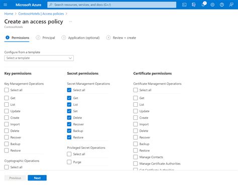 Azure Key Vault Arm Template Access Policy