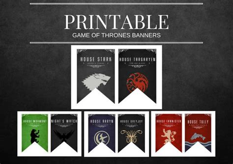Black And White Printable Game Of Thrones Banners