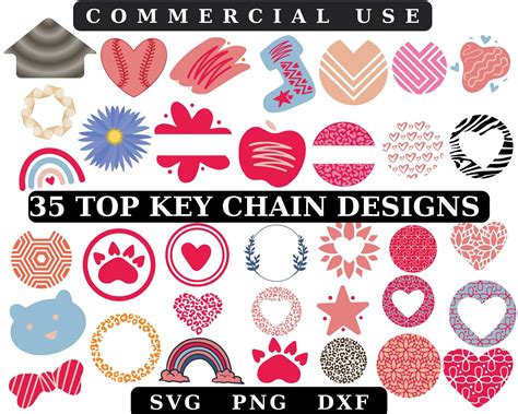 Download BUNDLE Round Keychain Patterns SVG Commercial Use for Cricut