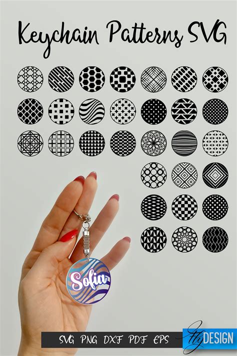 Download BUNDLE Round Keychain Patterns SVG Cut Files