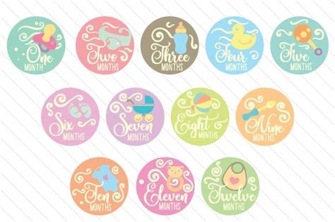 Download Babies First Year - Set of Monthly... SVG File - SVG Design Creativefabrica For Crafts