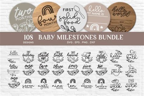 Download Babies First Year - Set of Monthly... SVG File - SVG Design Silhouette Free PSD Mockups